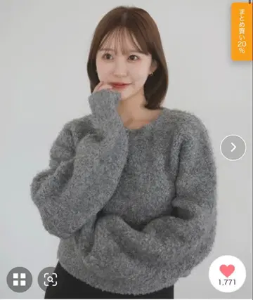 [ ayu x LIAN ] 볼륨 믹스 니트 차콜 그레이 프리