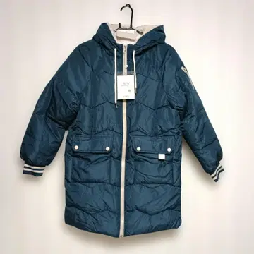 후드 부착 다크 블루 퀼팅 자켓