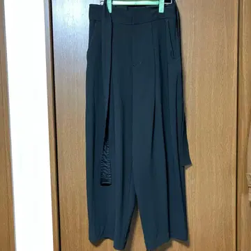 KOFTA 블랙 리본 벨트 하이웨스트 와이드 팬츠