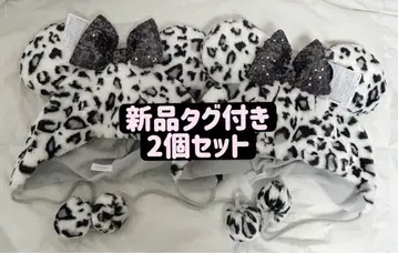 [택 포함 새상품] 미니 팬캡 레오파드 무늬 화이트 2세트