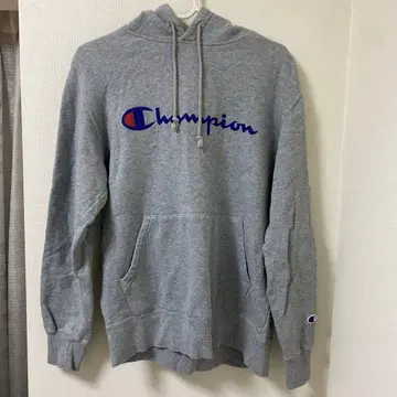 Champion 그레이 후드 부착 후드티 L 사이즈