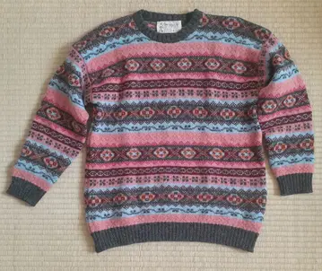 중고품 인버아란 페어아일 노르딕 스웨터 핑크 브라운 택