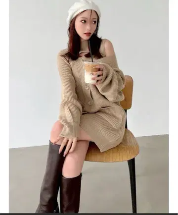 RESEXXY 앙상블 리브 니트 원피스