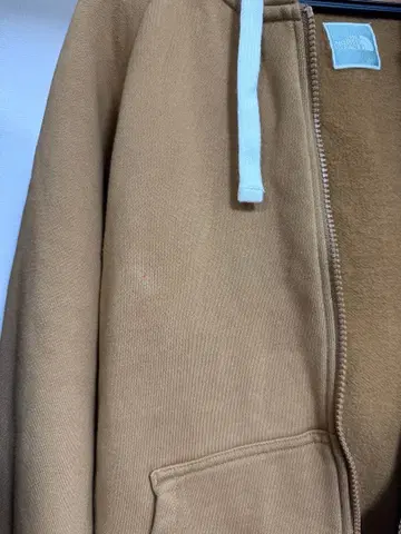 베이지 집업 후드티 코튼 혼방