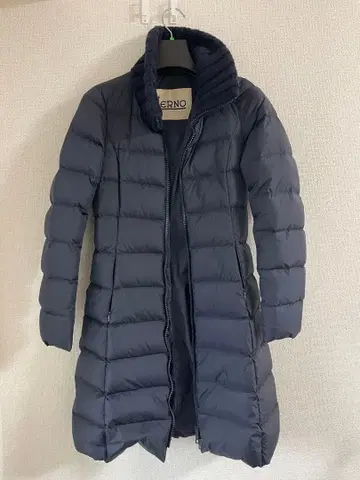 Herno 네이비 롱 다운 자켓 38