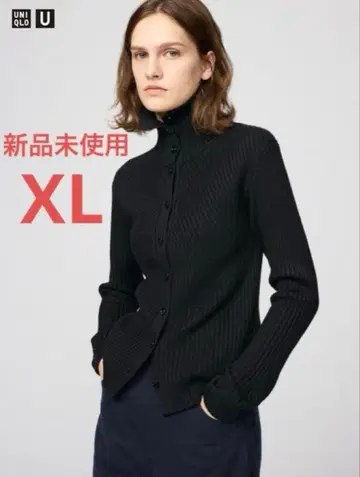 UNIQLO U 메리노 블렌드 하이넥 가디건 XL 블랙 미사용 새상품