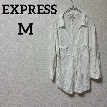EXPRESS [ M ] 화이트 긴팔 셔츠 성인 내추럴 얇은 소재 캐주얼