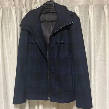 Paul Smith 네이비 블랙 체크 코트