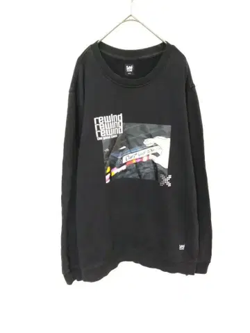 리 Lee 맨투맨 남성용 L 블랙 컬러 전면 프린트 면 100%