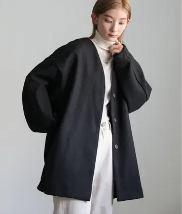 노카라 컷 멜톤 미들 코트