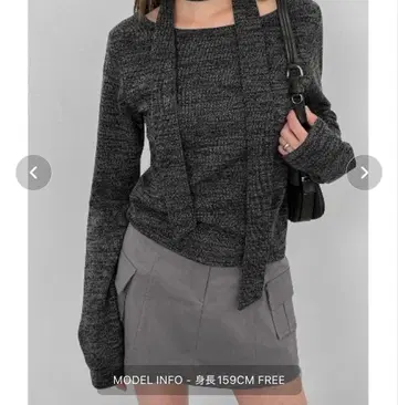 BLACKUP 닉시 SET - 머플러+보트넥 긴팔 T셔츠