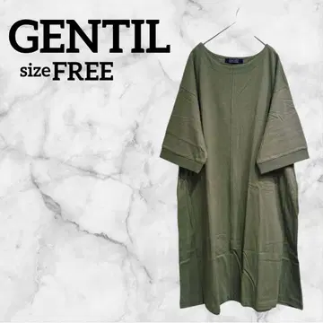 GENTIL [ FREE ] 롱 원피스 반팔 올리브 그린