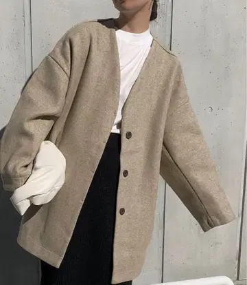 노카라 컷 멜톤 미들 코트