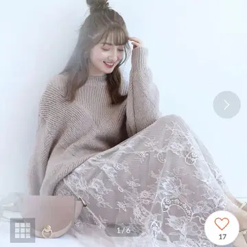 2way 레이스 스커트 세트 니트 업