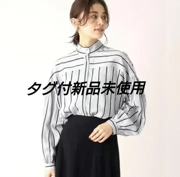 [ [ 일품 ] 하이넥 랜덤 스트라이프 블라우스