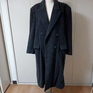 다크 그레이 더블 브레스트 롱 코트