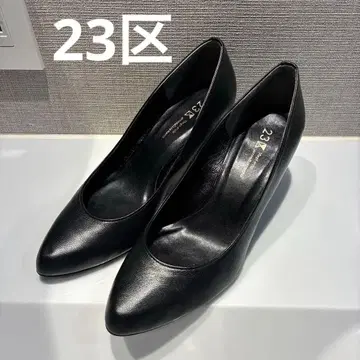 23구 스틸레토 가죽 펌프스 블랙 24cm