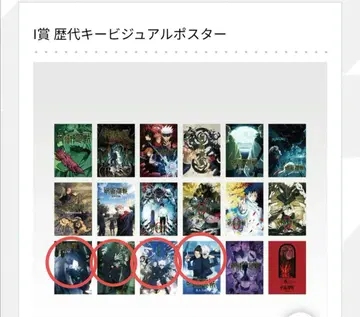 주술회전 제일복권 I상 역대 키 비주얼 포스터 4종