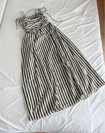 보더 무늬 리조트 롱 원피스