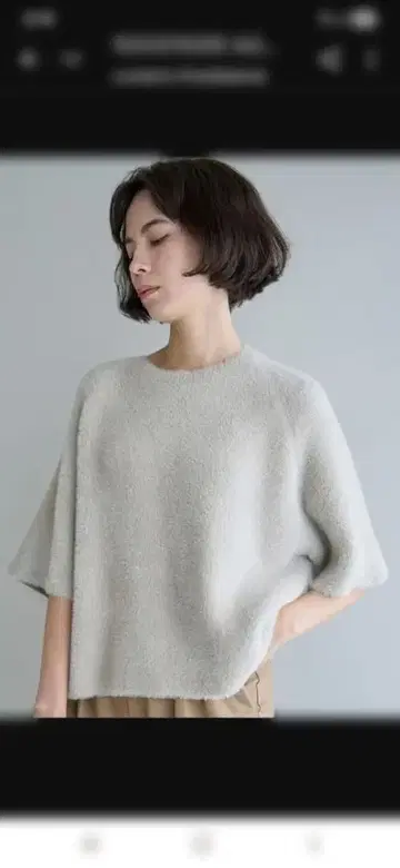 미사용 새상품 앙피로 나일론 샤기 하프 슬리브 풀오버 사이즈 M