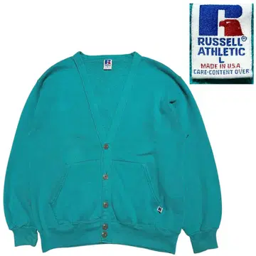 [ 90s ] USA제 러셀 맨투맨 가디건 터콰이즈