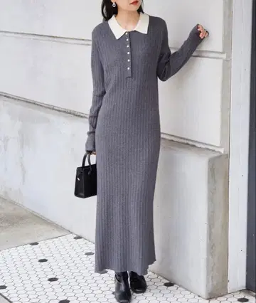 리브 니트 폴로 원피스 L 사이즈