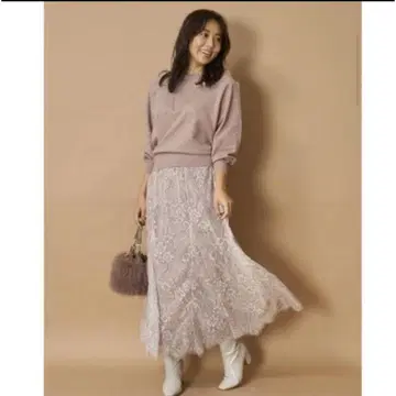 JUSGLITTY 셋업 레이스 스커트 레이어드 니트 세트