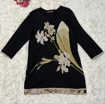 빅 사이즈 레오나르 비즈 실크 블렌드 니트 튜닉 니트