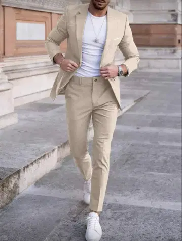 SHEIN 수트 셋업 (자켓+팬츠) 베이지 XL 사이즈