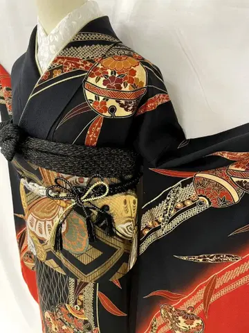 [ WA-Modern ] 순수 실크 교유젠 후리소데 7점 풀세트