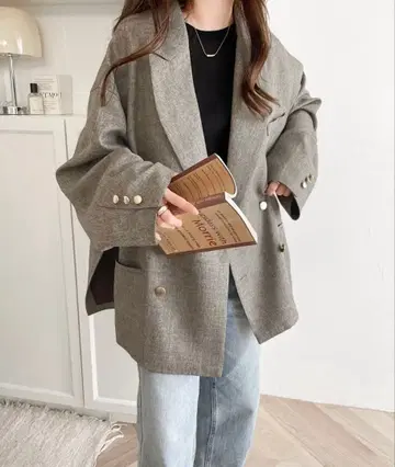 classicalelf 사이드 슬릿 오버 사이즈 더블 자켓