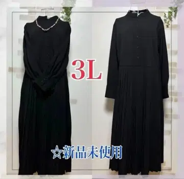 [ 3L 사이즈 ] 15호 포멀 원피스 플리츠 블랙 두꺼운 소재 새상품
