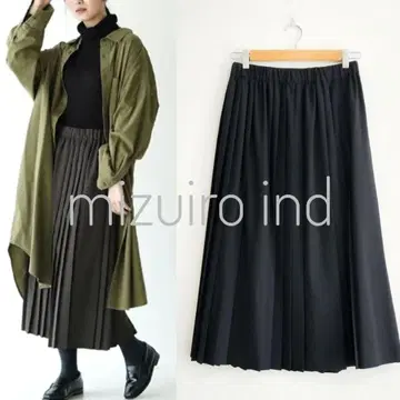택 포함 새상품 mizuiro ind 울 폴리에스테르 플리츠 개더 스커트
