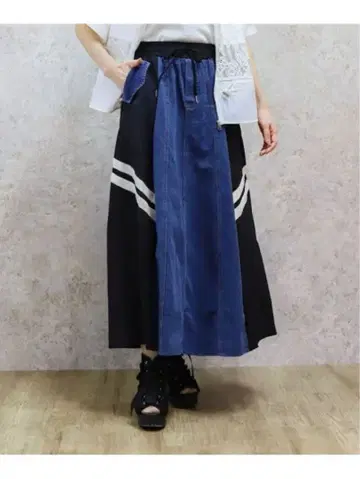 블랙 axes femme 엑시즈팜 데님 절개 스커트