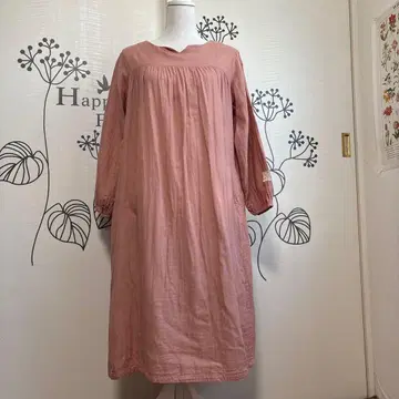 에그니에 사만사 모스모스 핑크 소매 레이스 부착 귀여운 원피스