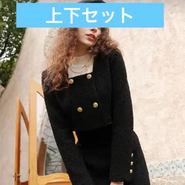 [ 미사용 새상품 ] 블랙 더블 브레스트 미니 자켓 블랙 자켓 겨울 가을