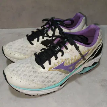 미즈노 WAVE RIDER 16 스니커즈 화이트 퍼플 25cm