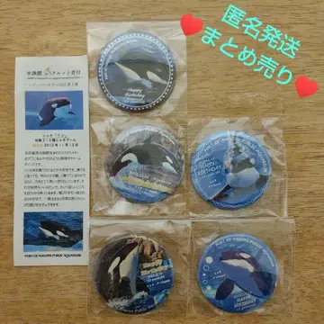 최저가 [ 익명 배송 ] 나고야항 수족관 캔뱃지 범고래 린 벌스데이 5종