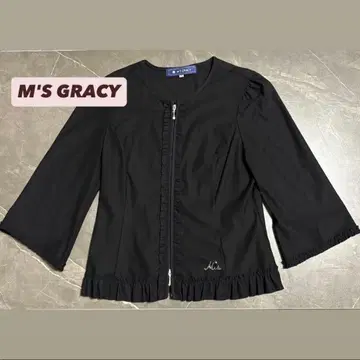 [새상품급] M'S GRACY 노카라 자켓 더블 지퍼 프릴