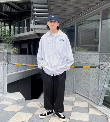 COOPER FACT 워크 셔츠 스트라이프 긴팔 셔츠 Free 쿠퍼