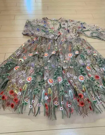 h&m 보타니컬 자수 튤 원피스