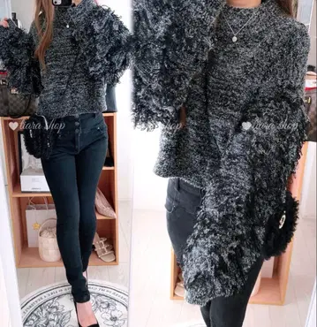 새상품급 PAGEBOY 라메 하이넥 풀오버