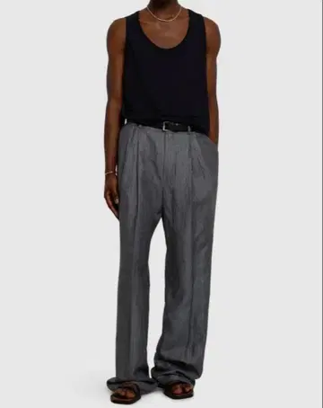 25SS Dries Van Noten 그레이 린넨 스트레이트 팬츠