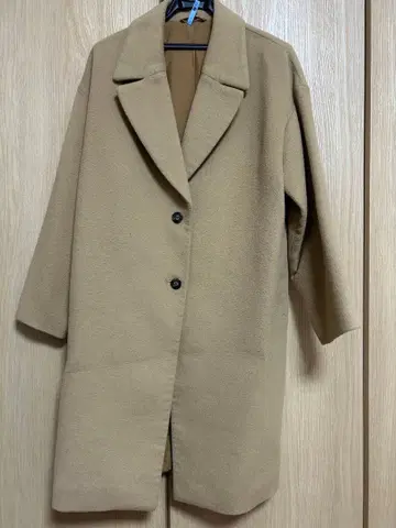 베이지 롱 코트 버튼식