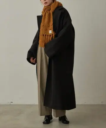 hinari 오버 사이즈 롱 코트 블랙