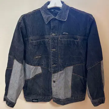 패치워크 디자인 데님 자켓 그레이 계열