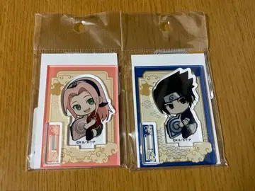 NARUTO 규토 미니 스탠드 사쿠라 사스케 & 키링 세트