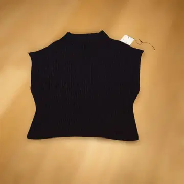 2025 ZARA 블랙 M 리브 하이넥 니트 베스트