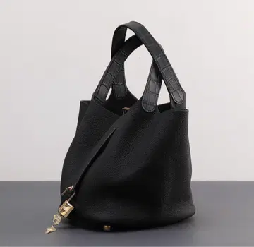 천연 가죽 백 고급 천연 가죽 여성용 토트백 금장 장식