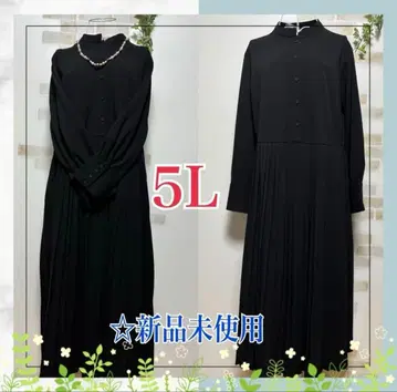 [ 5L 사이즈 ] 포멀 원피스 19호 플리츠 블랙 두꺼운 소재 새상품